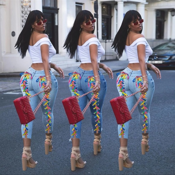Jeans Colorful Tie Up Jeans Poshmark